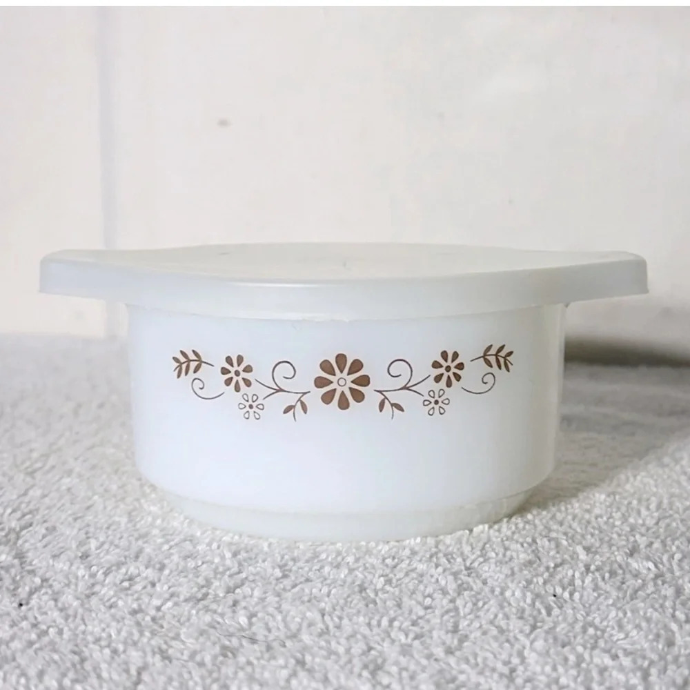 Vintage Dynaware Pyr-O-Rey Custard Cup Mini Casserole Dish W Plastic Lid